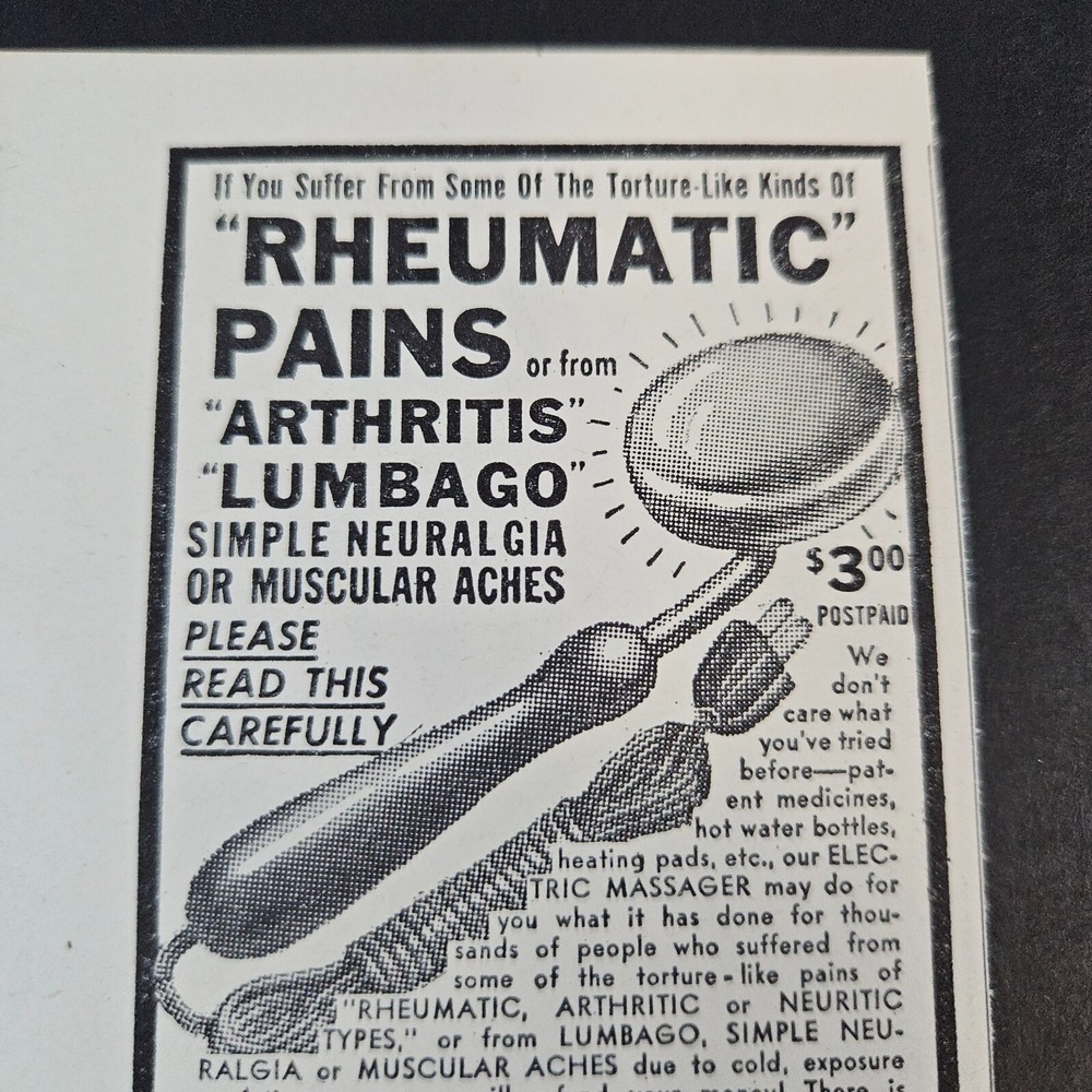 1949 Metropolitan Electronic Co Massager Vintage Print Ad‎ Arthritis Lumbago